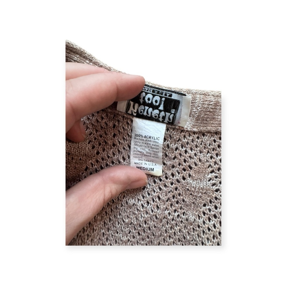 Vintage 90’s Knit Cream/Tan Sweater Vest Kenneth Too! - Picture 6 of 6